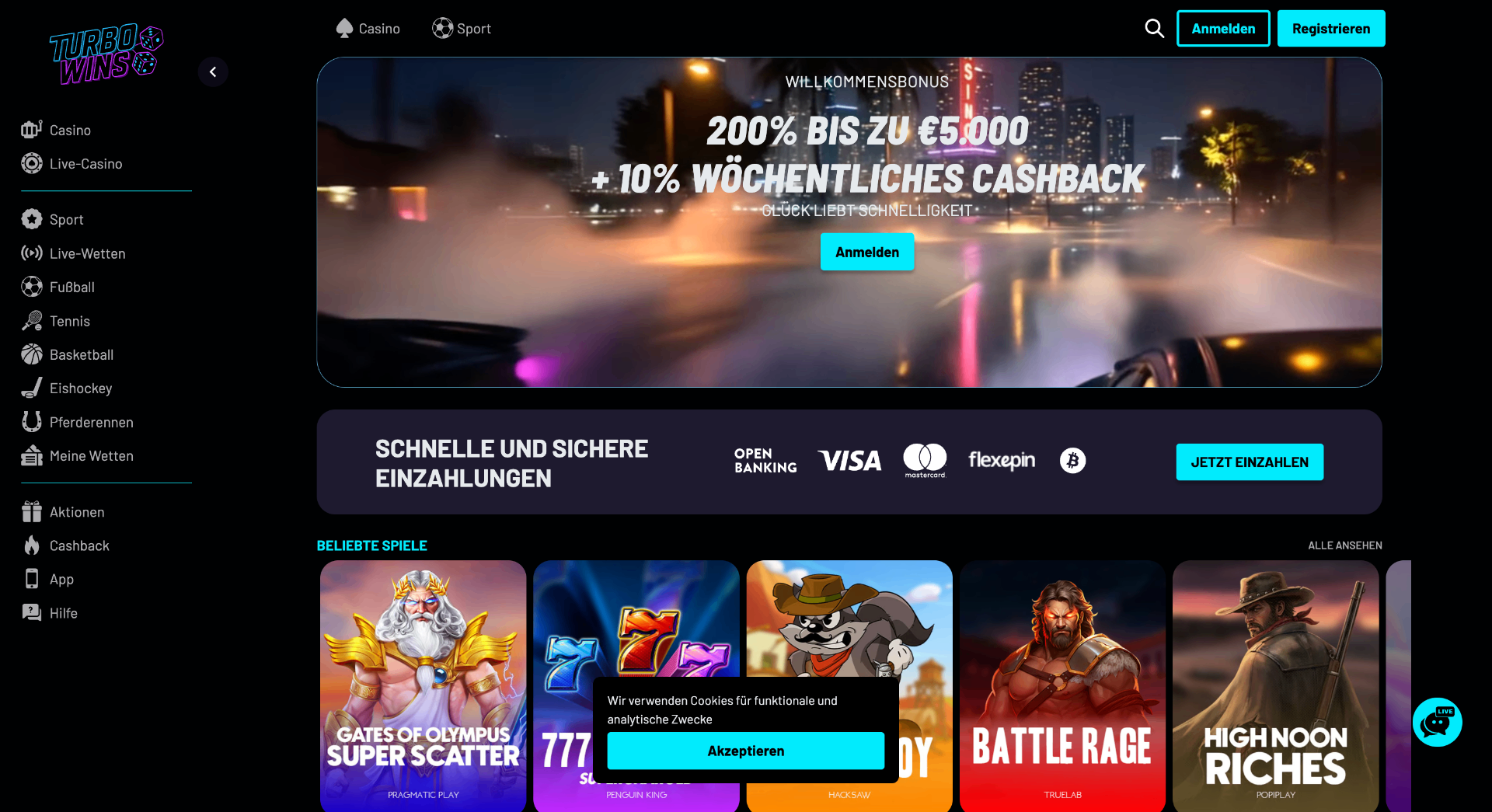 TurboWins Casino Screenshot
